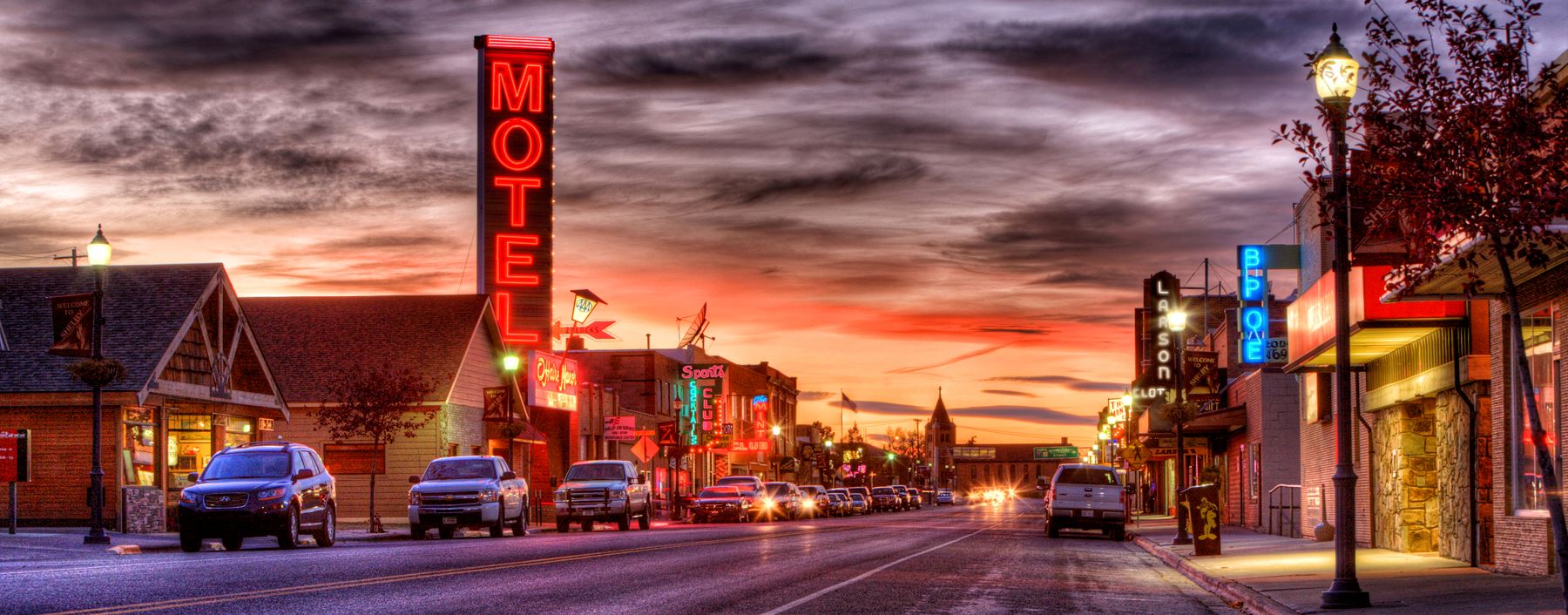 Downtown Shelby in the evening