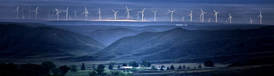 Wind turbines on a hill